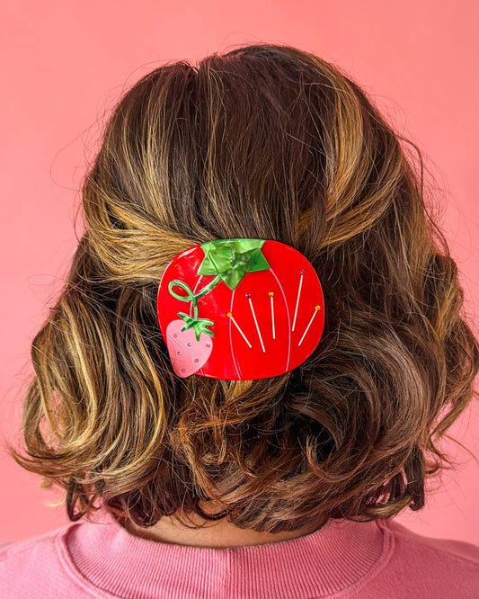 Tomato Pincushion French Barrette Hair Clip