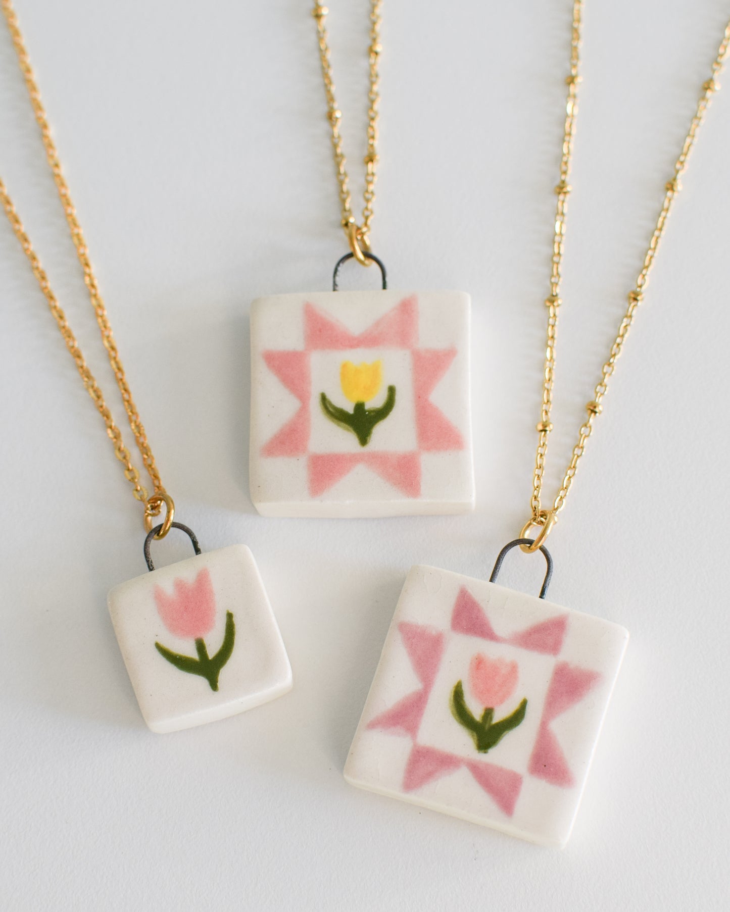 Porcelain Tulip Pendant Necklace