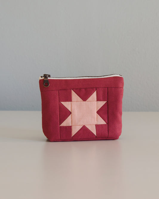 Mini Sawtooth Star Pouch in Pink + Rose