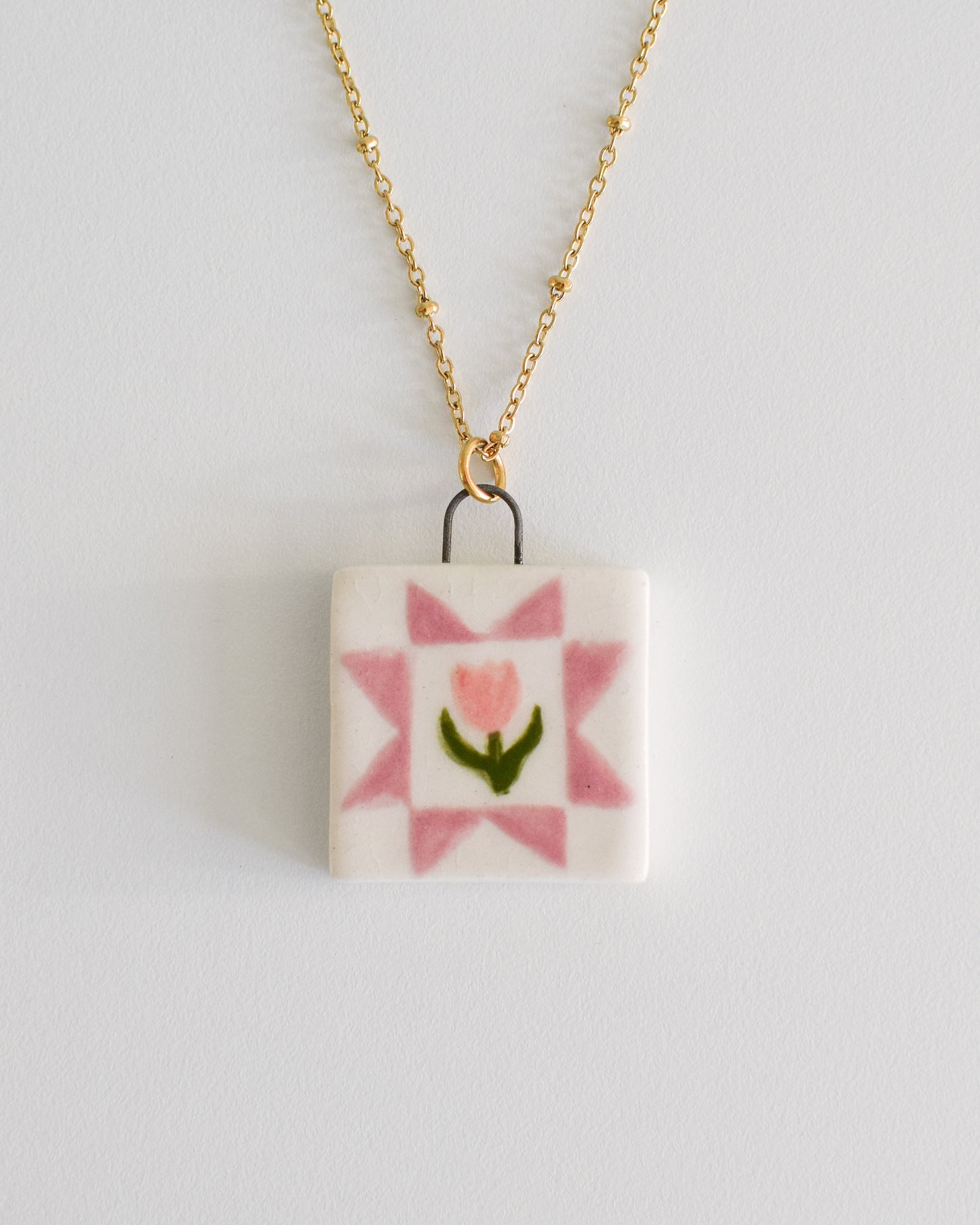 Porcelain Quilt Block Necklace