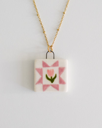 Porcelain Quilt Block Necklace