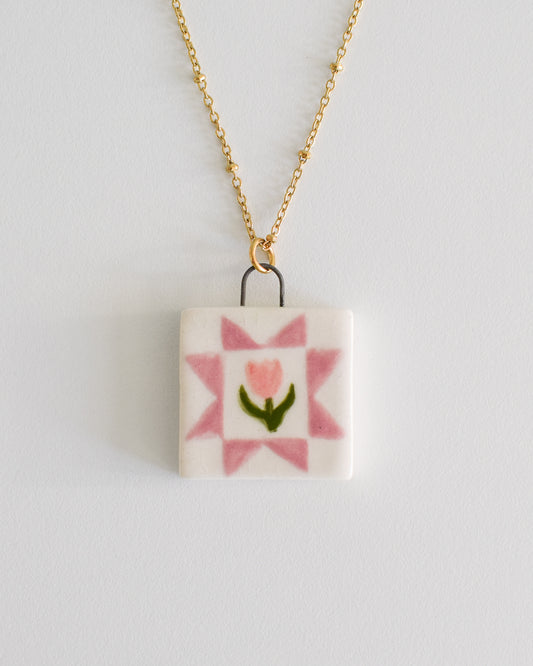 Porcelain Quilt Block Necklace