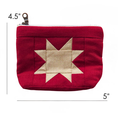Red Sawtooth Star Linen Pouch