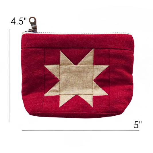 Red Sawtooth Star Linen Pouch