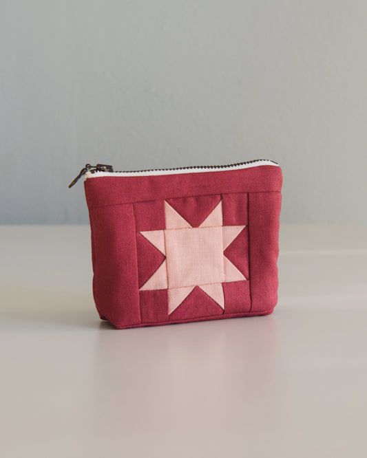 Mini Sawtooth Star Pouch in Pink + Rose