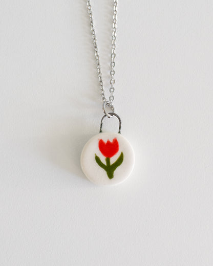 Porcelain Tulip Pendant Necklace