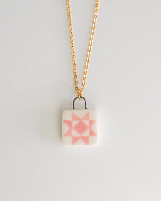 Porcelain Quilt Block Necklace