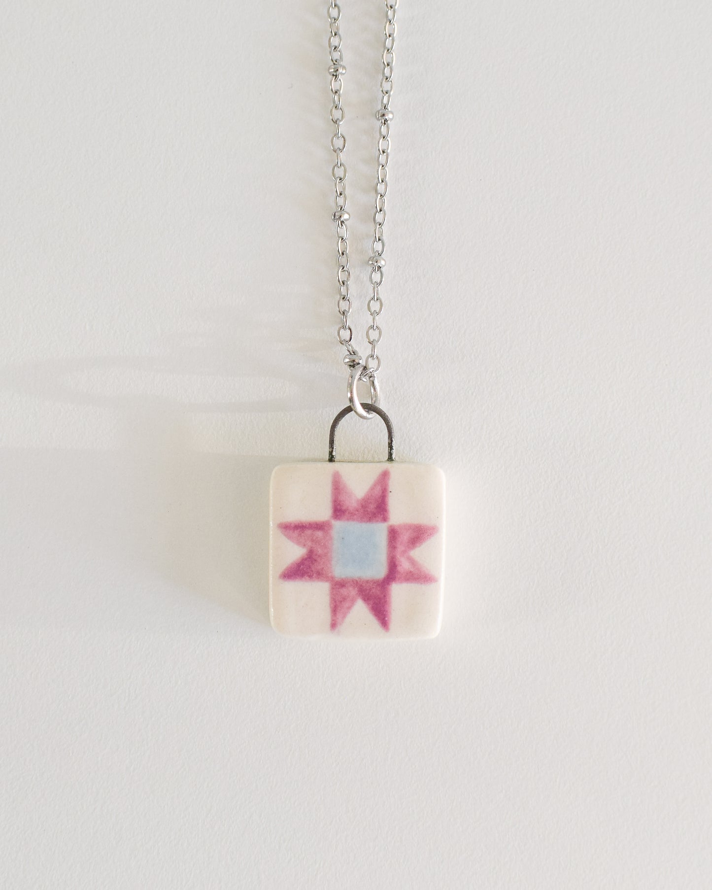 Porcelain Quilt Block Necklace