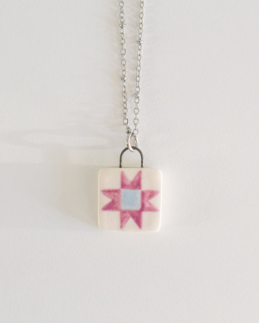 Porcelain Quilt Block Necklace