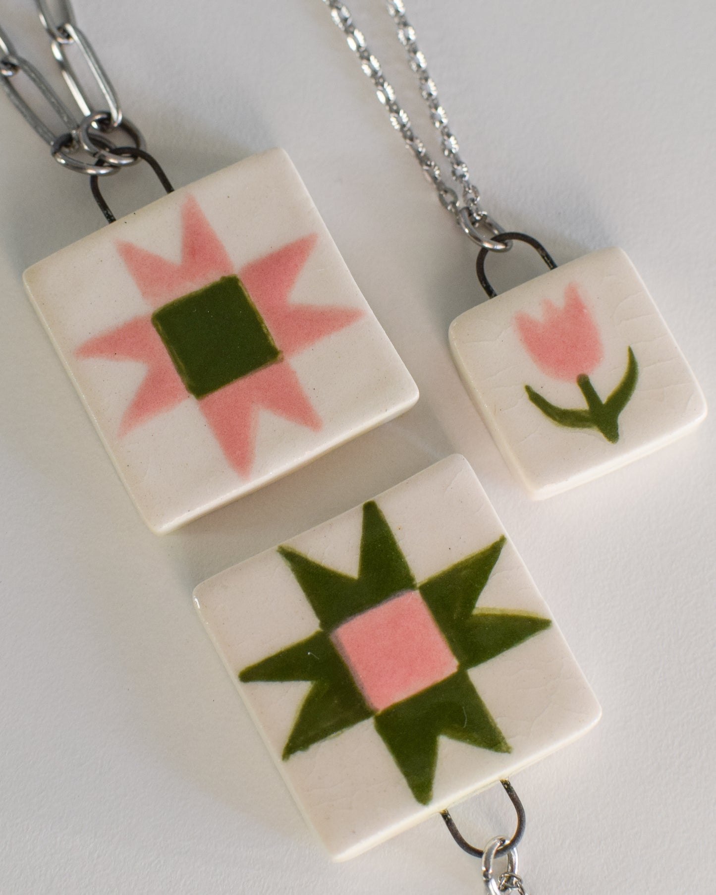 Porcelain Sawtooth Star Necklace