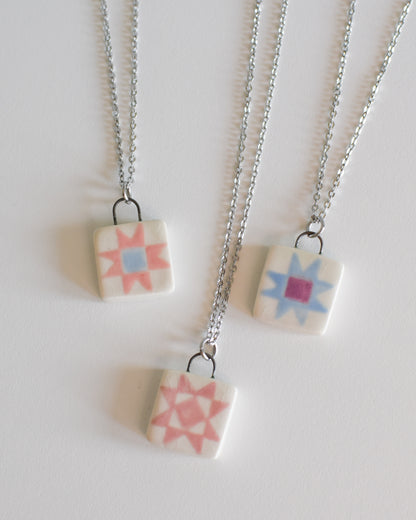 Porcelain Quilt Block Necklace