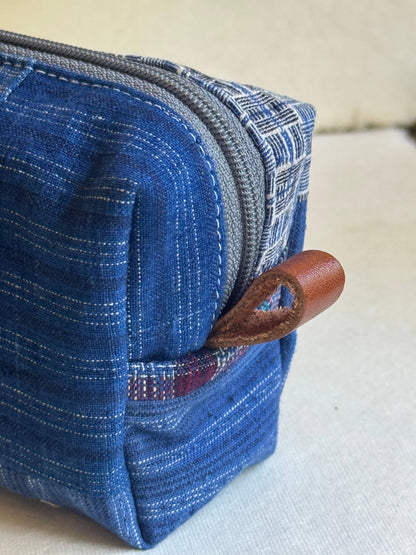 Blue Patchwork Mini Zip Pouch