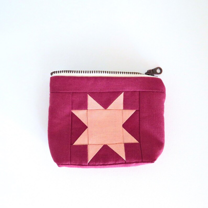 Mini Sawtooth Star Pouch in Pink + Rose