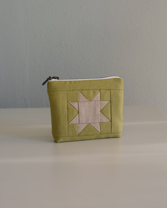 Mini Sawtooth Star Pouch in Artichoke + Cream