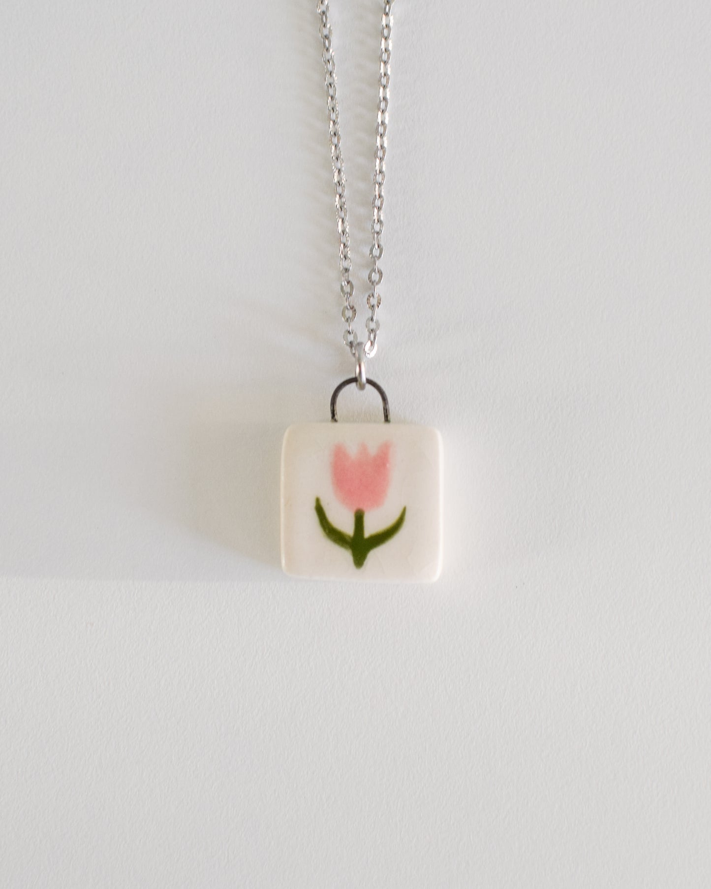 Porcelain Tulip Pendant Necklace