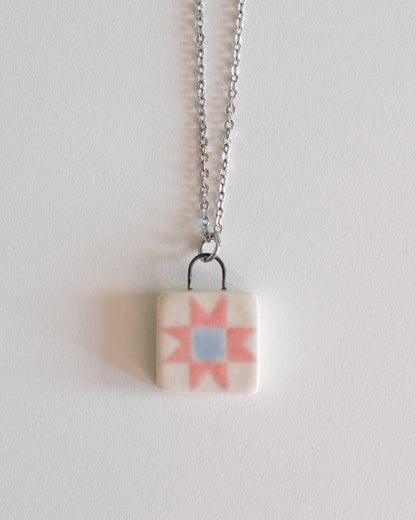Porcelain Quilt Block Necklace