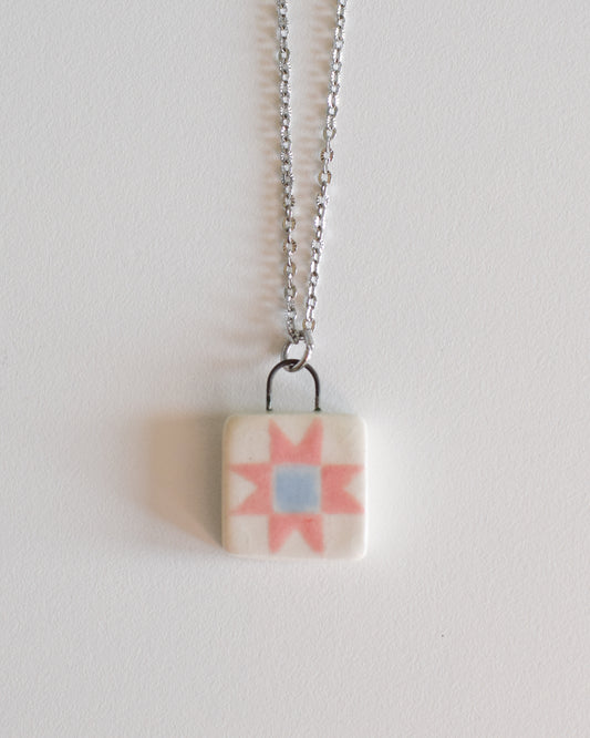Porcelain Quilt Block Necklace
