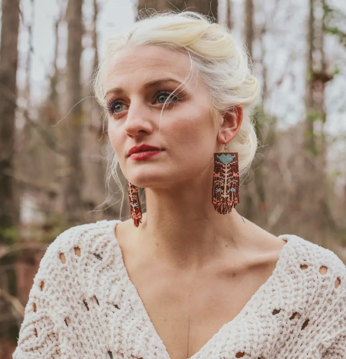 Vintage Flower Beaded Earrings