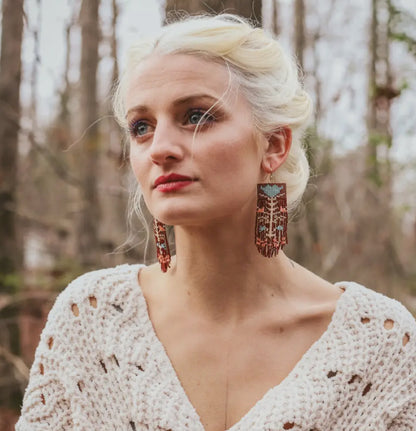 Vintage Flower Beaded Earrings