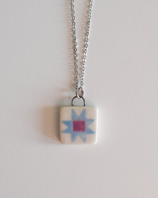 Porcelain Quilt Block Necklace
