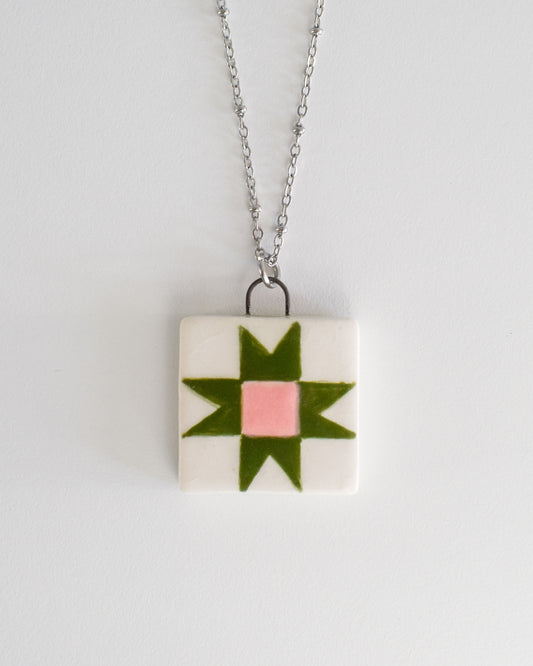 Porcelain Sawtooth Star Necklace