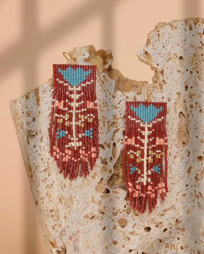 Vintage Flower Beaded Earrings