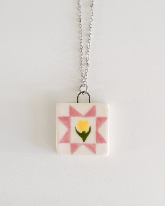 Porcelain Quilt Block Necklace