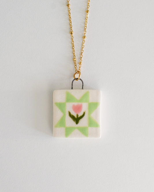 Porcelain Quilt Block Necklace