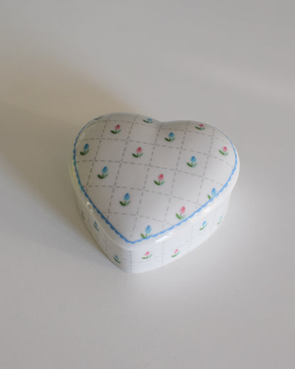 Porcelain Trinket Box - Heart with Tulips