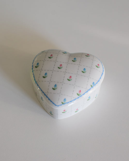 Porcelain Trinket Box - Heart with Tulips