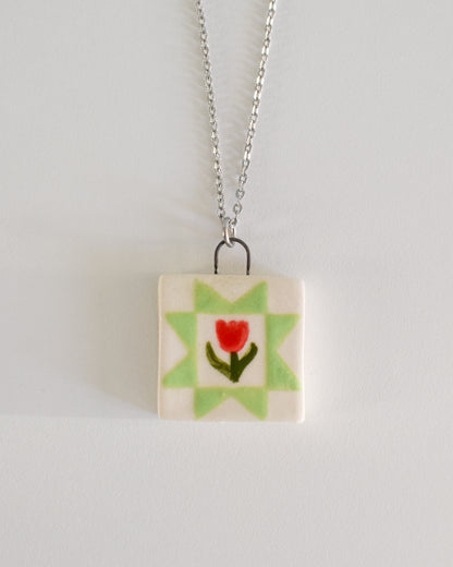 Porcelain Quilt Block Necklace