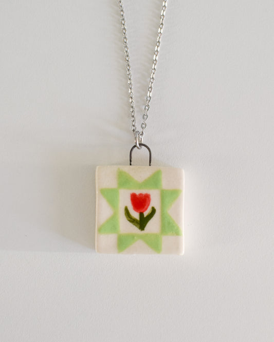 Porcelain Quilt Block Necklace