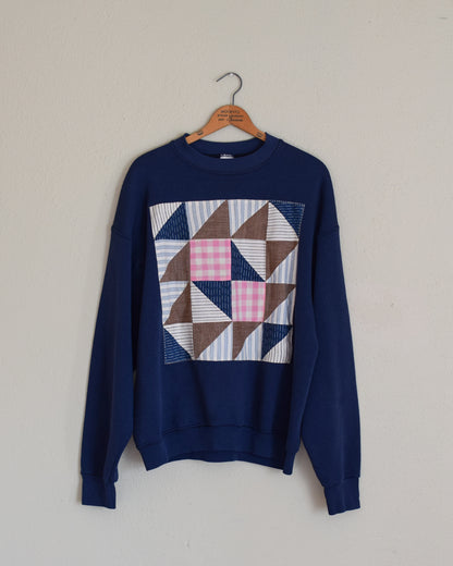 Navy Quilt Block Crewneck