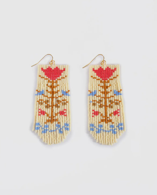 Vintage Flower Beaded Earrings