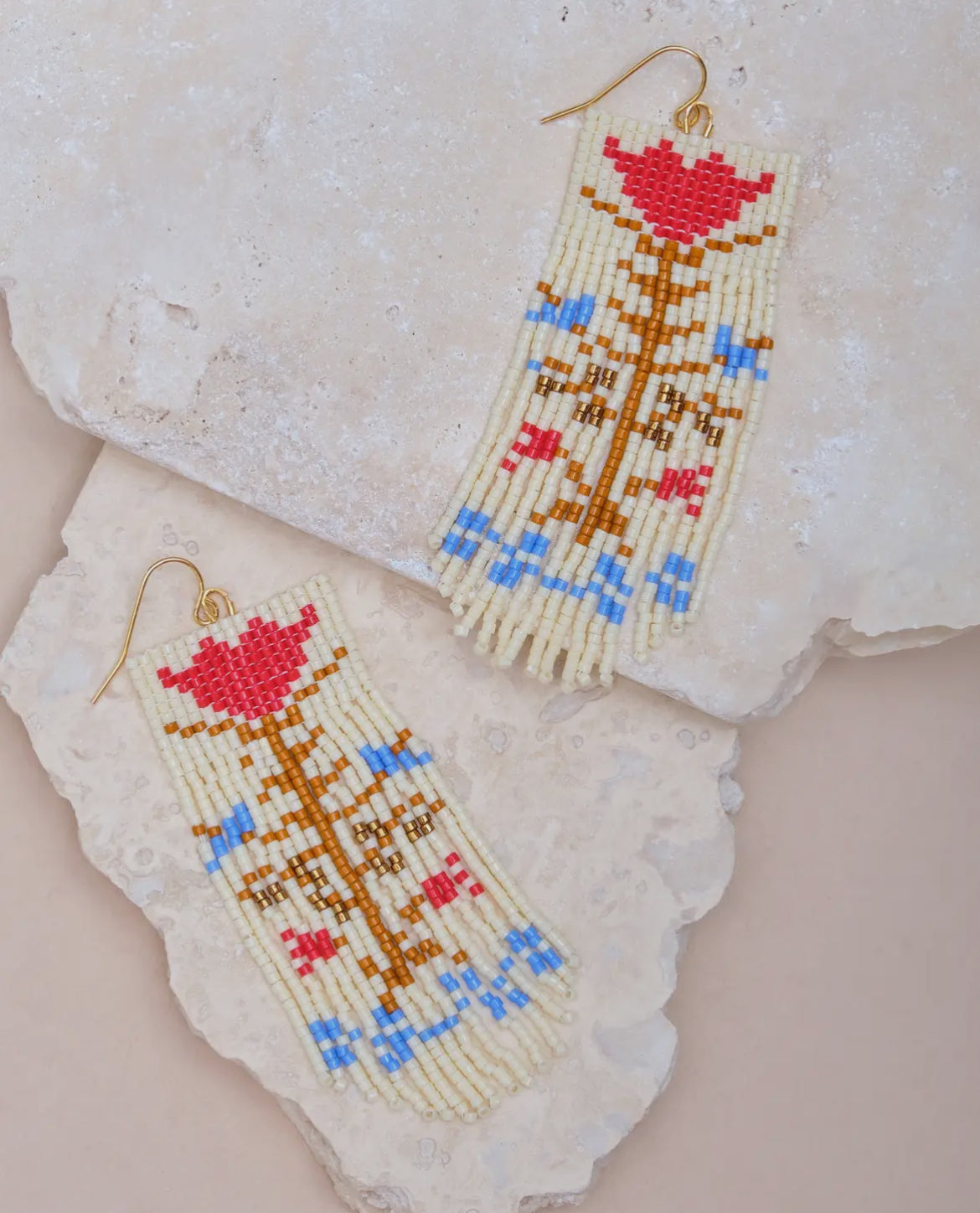 Vintage Flower Beaded Earrings