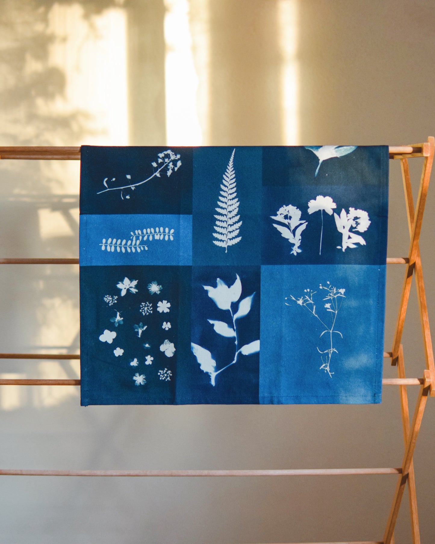Cyanotype Patchwork Organic Cotton Tea Towel