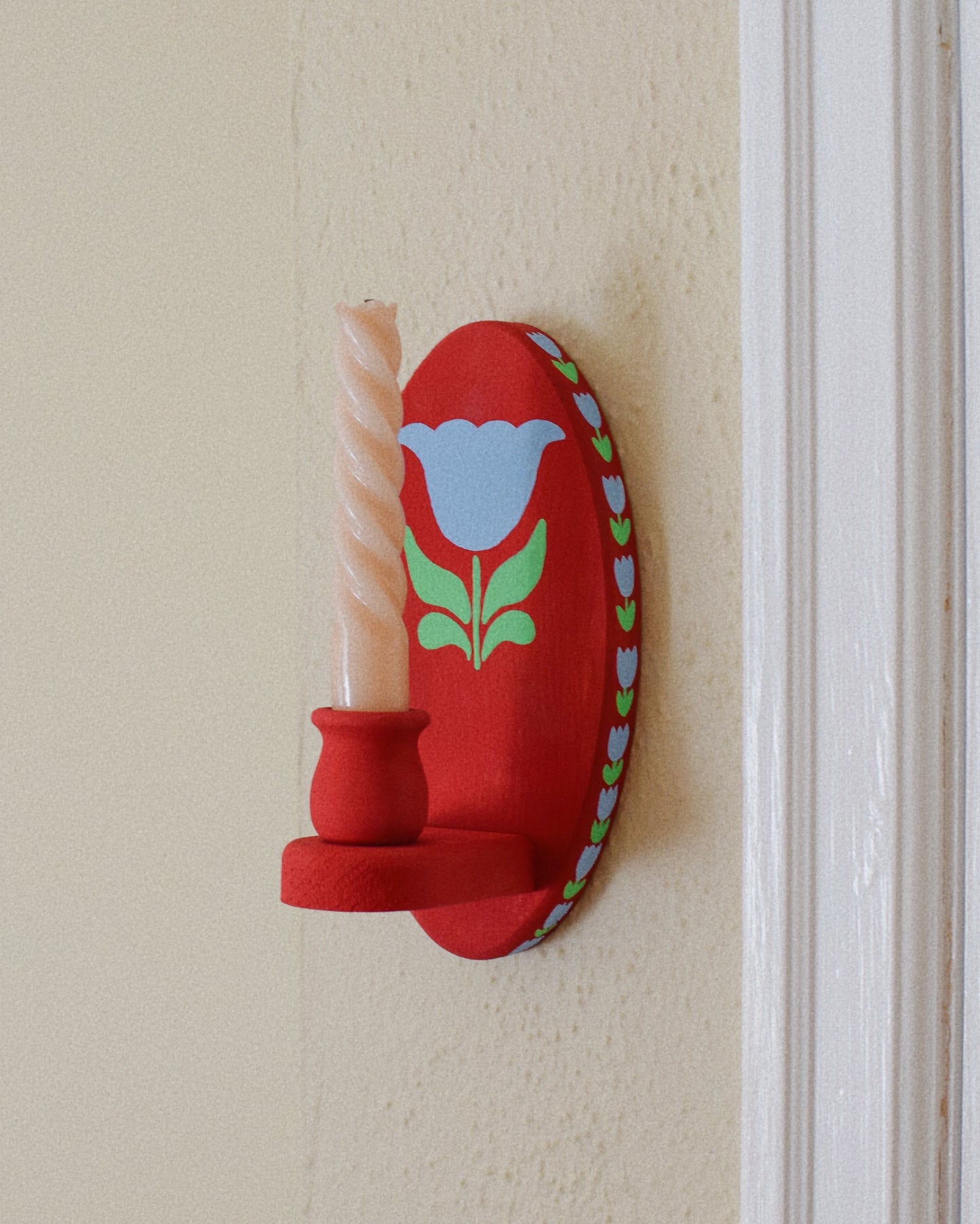Painted Wooden Wall Sconce