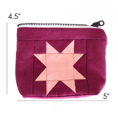 Mini Sawtooth Star Pouch in Pink + Rose