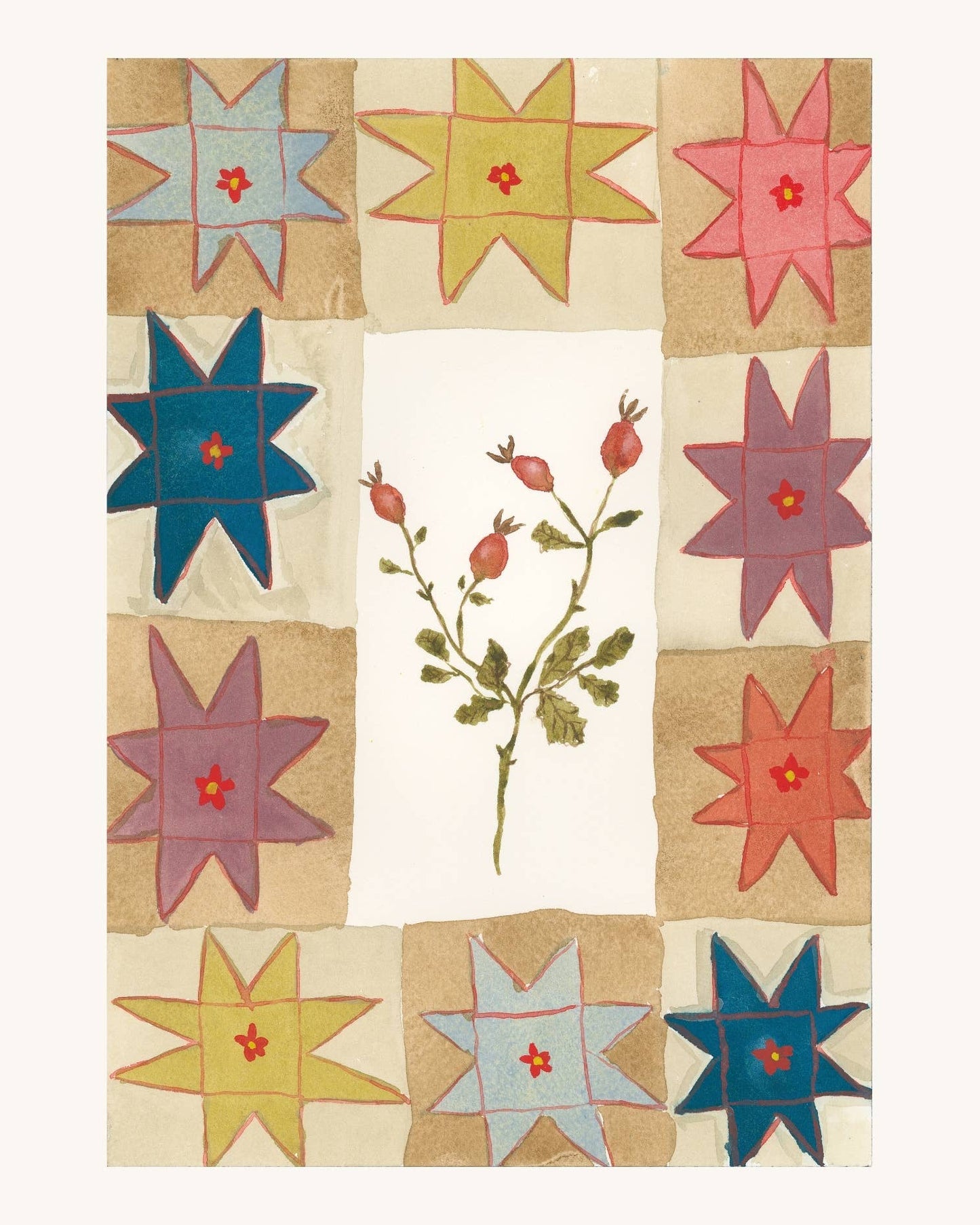 Rosehip Quilt - Art Print