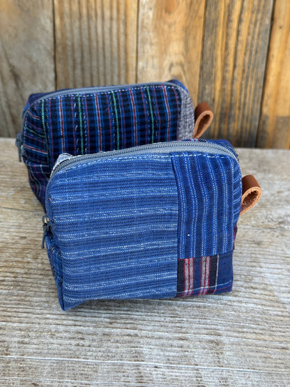 Blue Patchwork Mini Zip Pouch